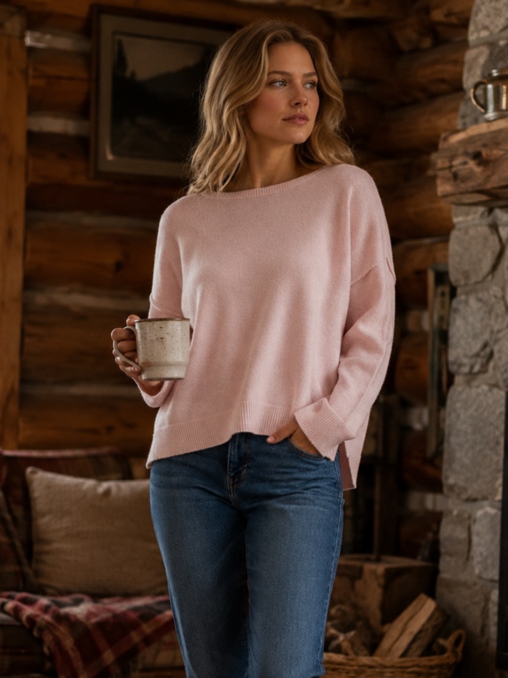 NWT Free People Women’s Luna Pullover Sweater in Pink‎ Size Large